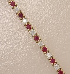 3.60cttw Ruby and Diamond 14K Gold 7' Braceletcttw 