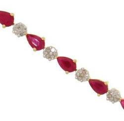 Pear Ruby and Diamond Gold Braceletpear 