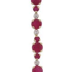 Ruby and Diamond Genuine Gold Link Braceletruby 