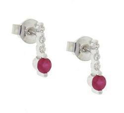 Ruby and Diamond 14K White Gold Earringsruby 