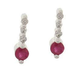 Ruby and Diamond 14K White Gold Earringsruby 