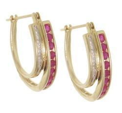 Ruby and Diamond Gold Hoop Earringsruby 