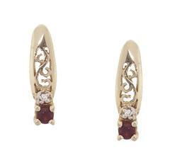 Ruby Diamond Gold Stud Earringsruby 