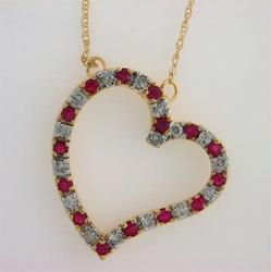 Ruby and Diamond Gold Heart Necklaceruby 