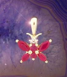 Ruby and Diamond Gold Butterfly Pendantruby 