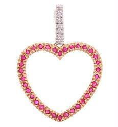 Ruby Diamond 14K Two-tone Gold Heart Pendantruby 