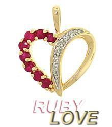 Ruby and Diamond 14K Gold Heart Pendantruby 