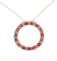 Ruby and Diamond Circle of Life Pendant Necklace w/giftboxruby 