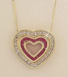 0.50cttw Ruby and Diamond Gold Heart Pendant Necklacecttw 