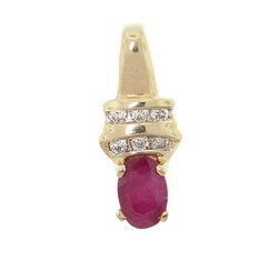 Oval Ruby and Diamond 14K Gold Pendantoval 