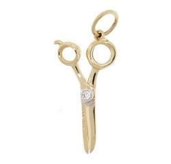 Reversible Ruby Diamond 14K Gold Scissor Pendantreversible 