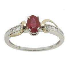 Oval Cut Ruby Diamond Two-Tone Gold Ringoval 