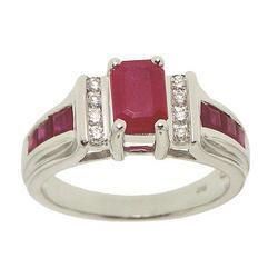 Ruby Diamond 18K White Gold Ringruby 