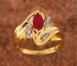 Red Delicious Ruby and Diamond 14KT Gold Ringred 