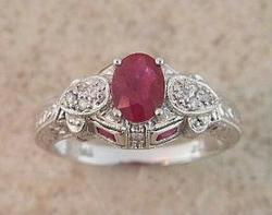 VINTAGE RUBY DIAMOND 14K WHITE GOLD RINGvintage 