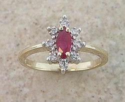 RUBY DIAMOND GOLD GEMSTONE RINGruby 