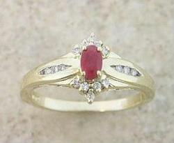 RUBY DIAMOND GOLD GEMSTONE RINGruby 