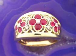 Ruby and Diamond Gold Flower Ringruby 