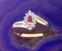 Ruby and Diamond Gold Cluster Ringruby 