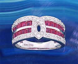 Ruby & Diamond 14K White Gold Ribbon Ringruby 