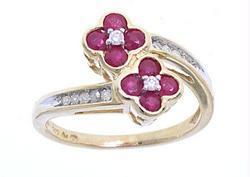 Ruby and Diamond 14K Gold Flower Ringruby 