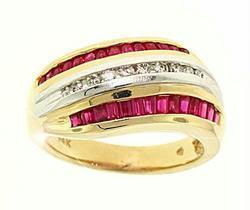 Ruby and Diamond 14K Two-tone Gold Modern Ringruby 