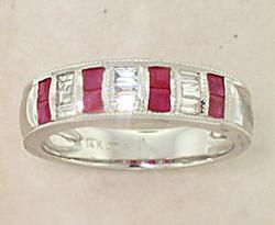 Ruby and Diamond 14K White Gold Bandruby 