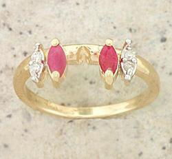 Marquise Ruby and Diamond 14K Gold Ring Guardmarquise 