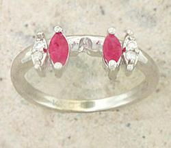 Marquise Ruby and Diamond 14K White Gold Ring Guardmarquise 