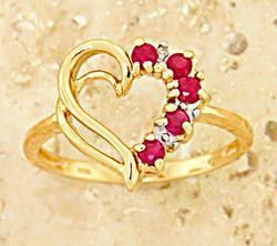 Ruby and Diamond Gold Heart Ringruby 