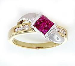 Ruby and Diamond 14K Two-tone Gold Modern Ringruby 