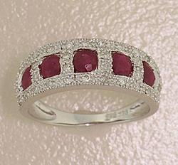 Ruby and Diamond 14K White Gold Bandruby 