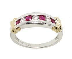 Ruby and Diamond 14K Two-tone Gold Bandruby 