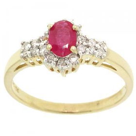 Ladies 10K Yellow Gold Ruby & Diamond Ring Sz 7ladies 