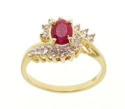 Ruby and Diamond 14K Gold Flower Cluster Ringruby 