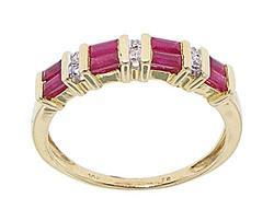 Bguette Ruby and Diamond Genuine Gold Ringbguette 