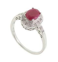 Ruby and Diamond 14K White Gold Ringruby 