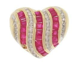 Ruby and Diamond 14K Gold Heart Slide Pendantruby 