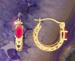 Ruby and 14K Gold Huggie Earringsruby 