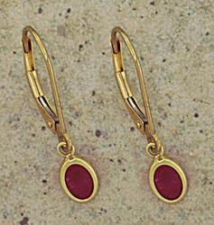 Ruby 14K Gold Dangle Hoop Earringsruby 