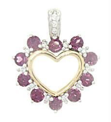 Rhodolite Diamond 14K Two-tone Gold Heart Pendantrhodolite 