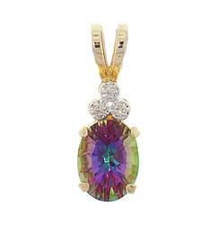 Radiant Mystic Fire Topaz and Diamond 14K Gold Pendantradiant 