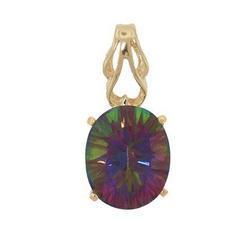 Oval Radiant Cut Mystic Fire Topaz 14K Gold Pendantoval 