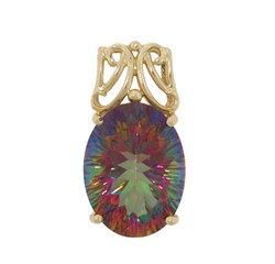 Oval Radiant Cut Mystic Fire Topaz 14K Gold Pendantoval 