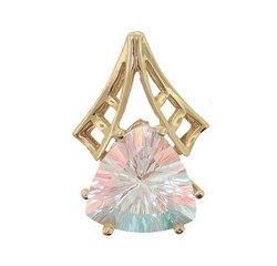 Trillion Radiant Cut Sea Mist Mystic Topaz 14K Gold Pendanttrillion 