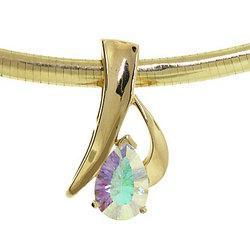 Pear Radiant Cut Sea Mist Mystic Topaz 14K Gold Slide Pendantpear 