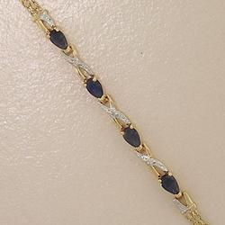 Pear cut Sapphire and Diamond Gold Braceletpear 