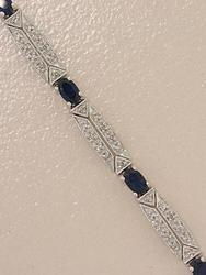 Sapphire and Diamond White Gold Link Braceletsapphire 