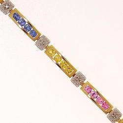 Multi-Sapphire Diamond Gold Braceletmulti 