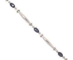 Oval Sapphire Diamond White Gold Link Braceletoval 